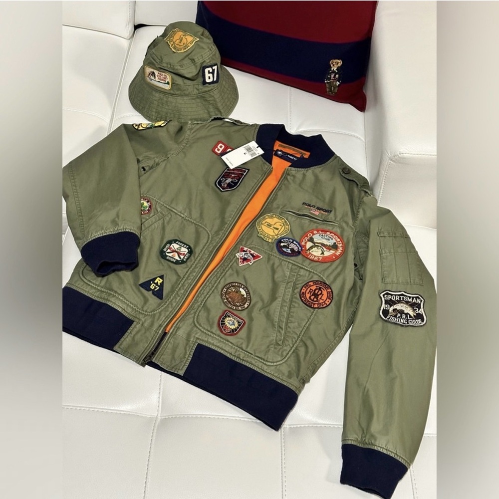 Polo by Ralph Lauren Green Bomber Jacket with Patches